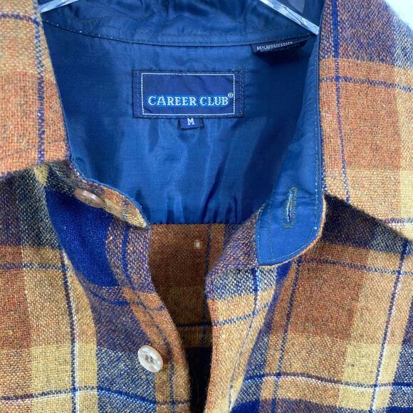 90s CAREER CLUB Vintage Plaid Flannel Shirt Dutton Up - Picture 3 of 12